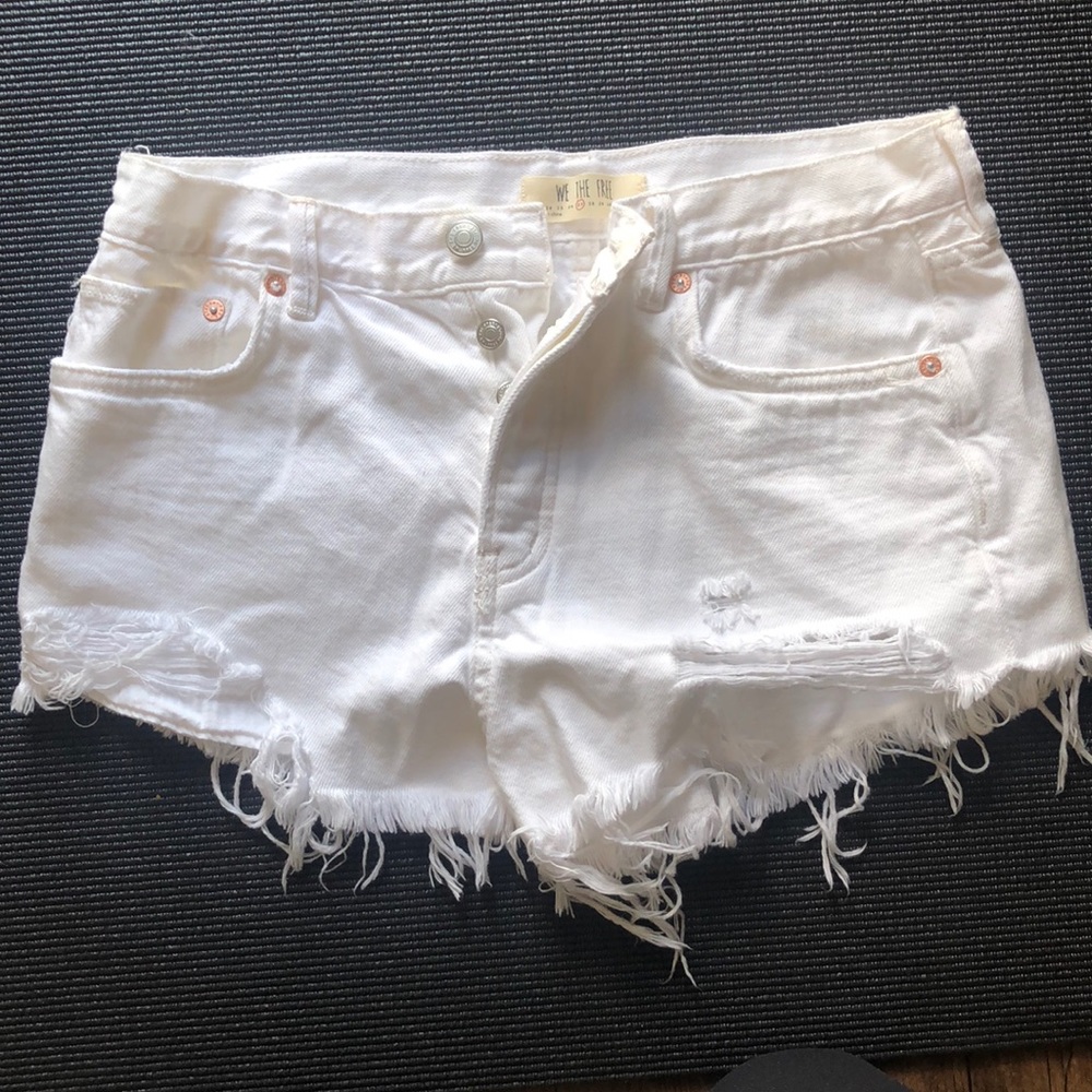 We the Free Destroyed White Shorts